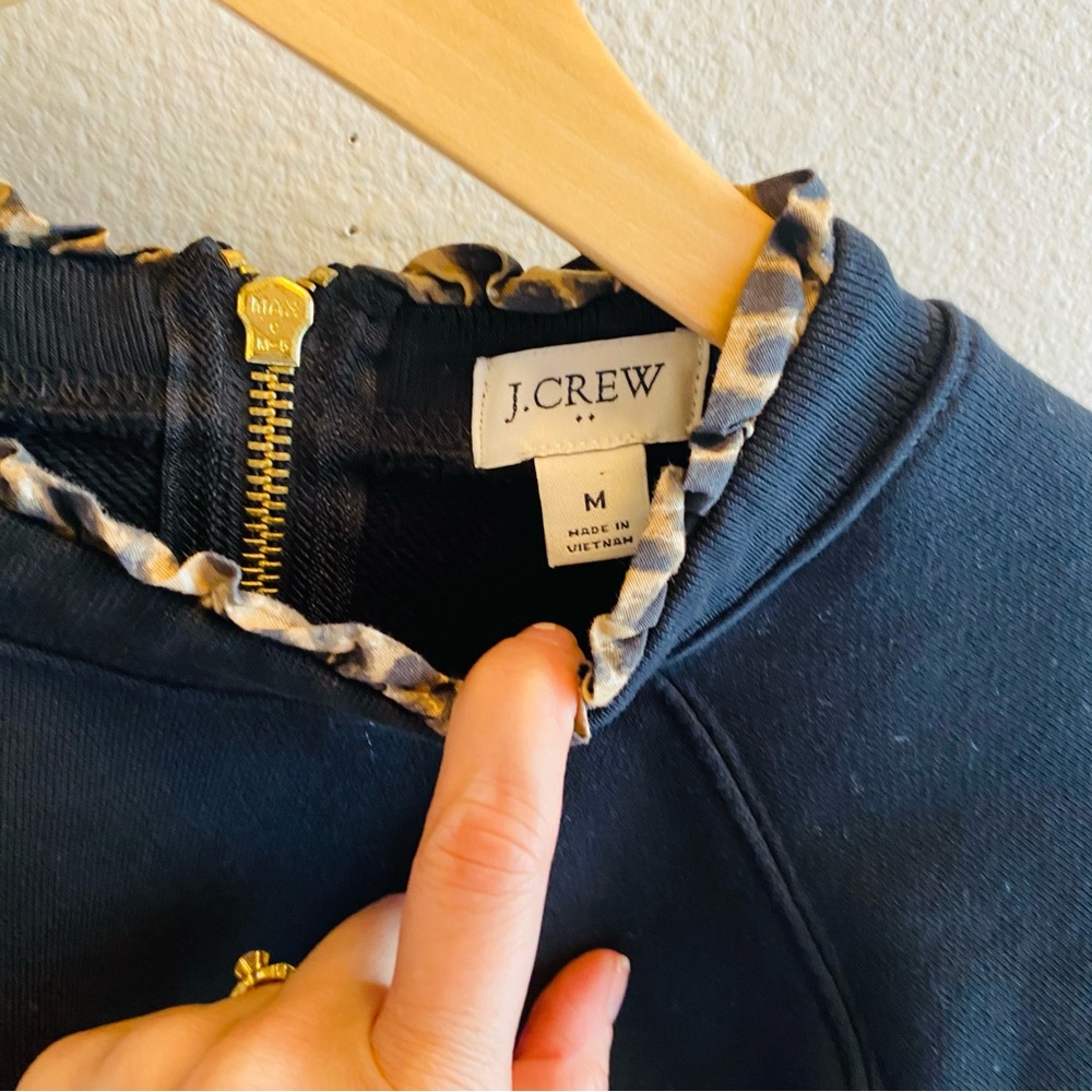 J Crew Leopard Ruffle Neck Pullover Sweatshirt - image 5
